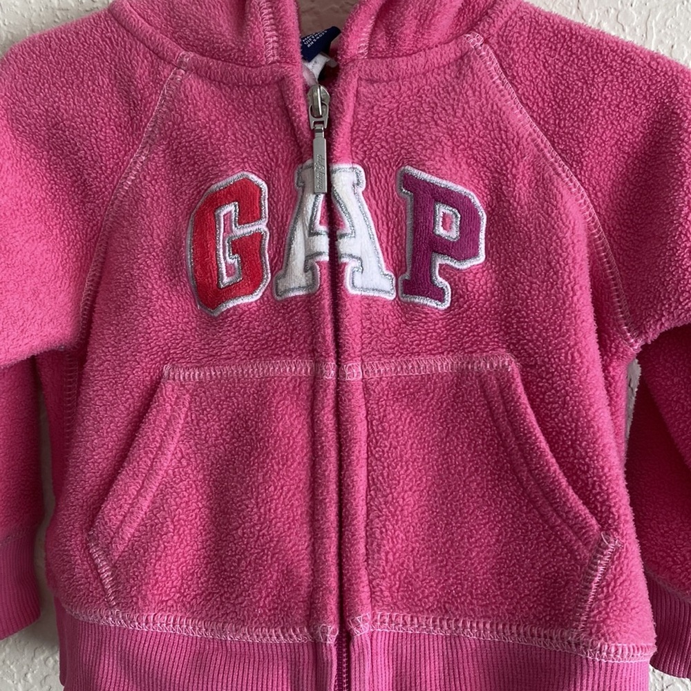 GAP Fleece Pink Hoodie Jacket. Size Toddler 12-18 Months. - Picture 2 of 7